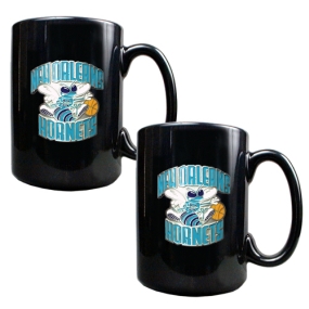 New Orleans Hornets 2pc Black Ceramic Mug Set