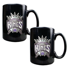 Sacramento Kings 2pc Black Ceramic Mug Set