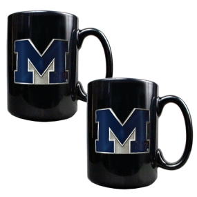 Michigan Wolverines 2pc Black Ceramic Mug Set