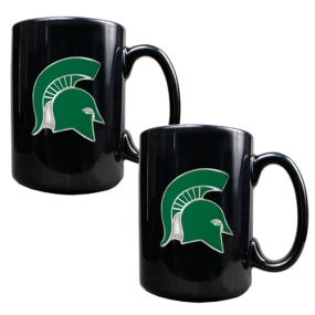 Michigan State Spartans 2pc Black Ceramic Mug Set