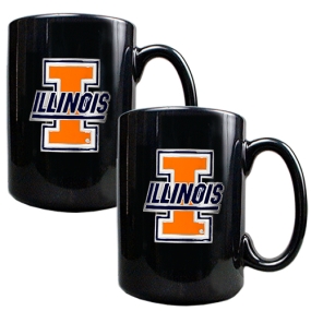 Illinois Fighting Illini 2pc Black Ceramic Mug Set