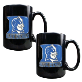 Duke Blue Devils 2pc Black Ceramic Mug Set