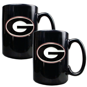 Georgia Bulldogs 2pc Black Ceramic Mug Set