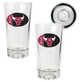 Chicago Bulls 2pc Pint Ale Glass Set with Basketball Bottom