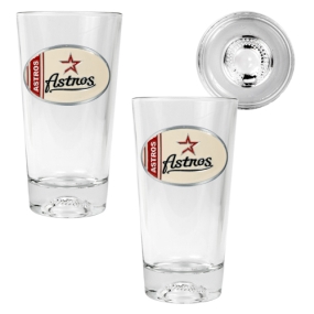 Houston Astros 2pc Pint Ale Glass Set with Baseball Bottom