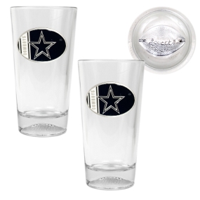Dallas Cowboys 2pc Pint Ale Glass Set with Football Bottom