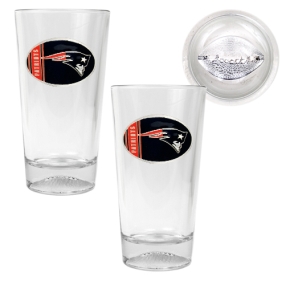 New England Patriots 2pc Pint Ale Glass Set with Football Bottom