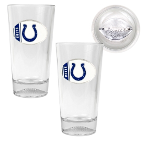 Indianapolis Colts 2pc Pint Ale Glass Set with Football Bottom