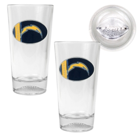 San Diego Chargers 2pc Pint Ale Glass Set with Football Bottom
