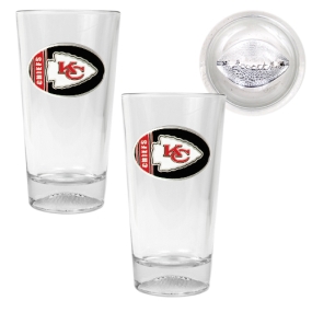 Kansas City Chiefs 2pc Pint Ale Glass Set with Football Bottom
