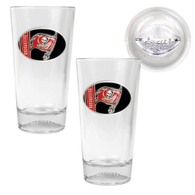 Tampa Bay Buccaneers 2pc Pint Ale Glass Set with Football Bottom