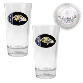 Baltimore Ravens 2pc Pint Ale Glass Set with Football Bottom