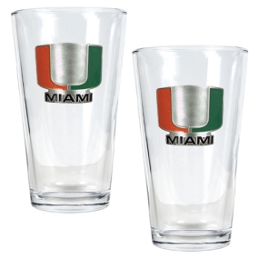 Miami Hurricanes 2pc Pint Ale Glass Set