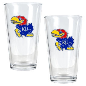 Kansas Jayhawks 2pc Pint Ale Glass Set