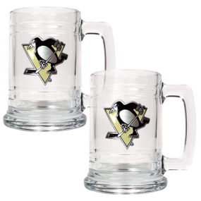 Pittsburgh Penguins 2pc 15oz Glass Tankard Set- Primary Logo