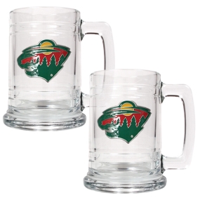 Minnesota Wild 2pc 15oz Glass Tankard Set- Primary Logo