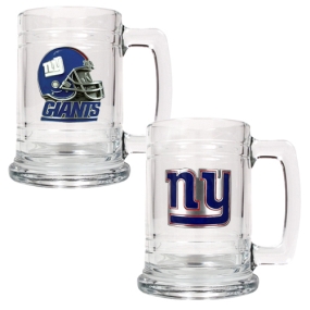 New York Giants 2pc 15oz Glass Tankard Set