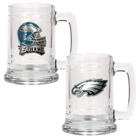 Philadelphia Eagles 2pc 15oz Glass Tankard Set