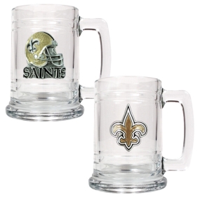 New Orleans Saints 2pc 15oz Glass Tankard Set
