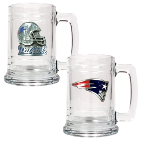 New England Patriots 2pc 15oz Glass Tankard Set