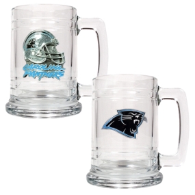 Carolina Panthers 2pc 15oz Glass Tankard Set