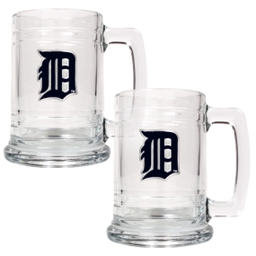 Detroit Tigers 2pc 15oz Glass Tankard Set- Primary Logo