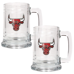 Chicago Bulls 2pc 15oz Glass Tankard Set