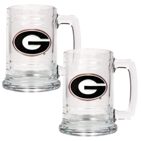 Georgia Bulldogs 2pc 15oz Glass Tankard Set