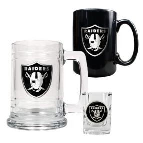 Oakland Raiders 15oz Tankard, 15oz Ceramic Mug & 2oz Shot Glass Set