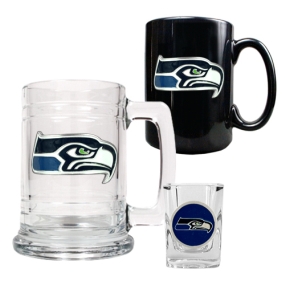 Seattle Seahawks 15oz Tankard, 15oz Ceramic Mug & 2oz Shot Glass Set
