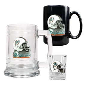 Miami Dolphins 15oz Tankard, 15oz Ceramic Mug & 2oz Shot Glass Set