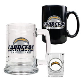 San Diego Chargers 15oz Tankard, 15oz Ceramic Mug & 2oz Shot Glass Set