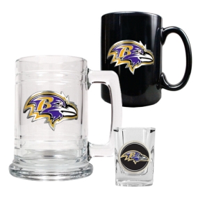 Baltimore Ravens 15oz Tankard, 15oz Ceramic Mug & 2oz Shot Glass Set