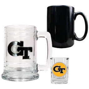 Georgia Tech Yellow Jackets 15oz Tankard, 15oz Ceramic Mug & 2oz Shot Glass Set