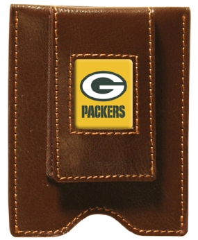 Green Bay Packers Brown Leather Money Clip