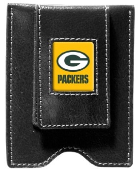 Green Bay Packers Black Leather Money Clip