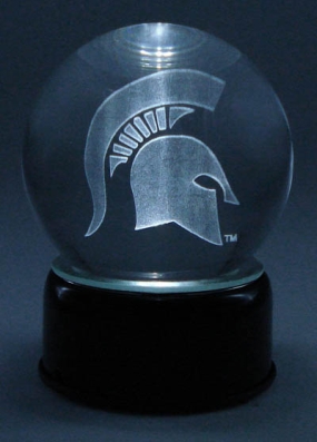 MICHIGAN STATE LOGO ETCHED IN CRYSTAL