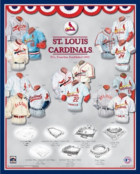 Saint Louis Cardinals 11 x 14 Uniform History Plaque