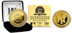 NY Yankees 27 World Series Titles 24KT Gold Coin