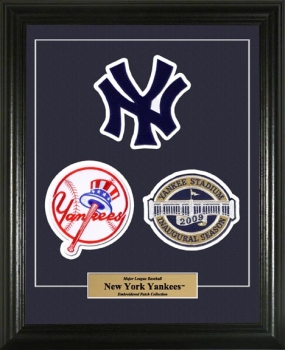 New York Yankees Embroidered Inaugural Season 3 Patch Framed Set