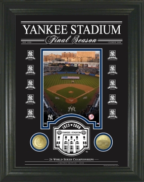 Yankee Stadium Final Season Archival Etched Glass Gold Coin Photo Mint