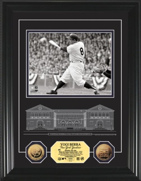 unknown Yogi Berra HOF Archival Etched Glass 24KT Gold Coin Photo Mint