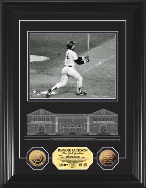Reggie Jackson HOF Archival Etched Glass 24KT Gold Coin Photo Mint