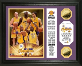 Los Angeles 2010 NBA Champions 24KT Gold Coin Banner Photo Mint