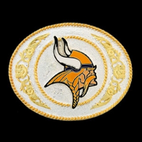 Minnesota Vikings - Gold and Silver Toned NFL Logo Buckle
