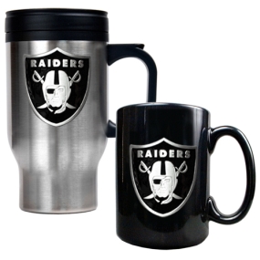 Oakland Raiders Travel Mug & Ceramic Mug set
