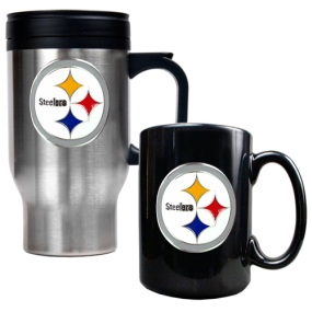 Pittsburgh Steelers Travel Mug & Ceramic Mug set