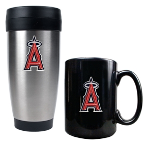 Anaheim Angels Stainless Steel Travel Tumbler & Black Ceramic Mug Set