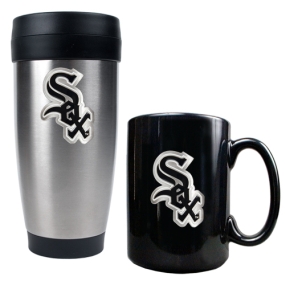 Chicago White Sox Stainless Steel Travel Tumbler & Black Ceramic Mug Set