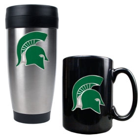 Michigan State Spartans Stainless Steel Travel Tumbler & Ceramic Mug Set